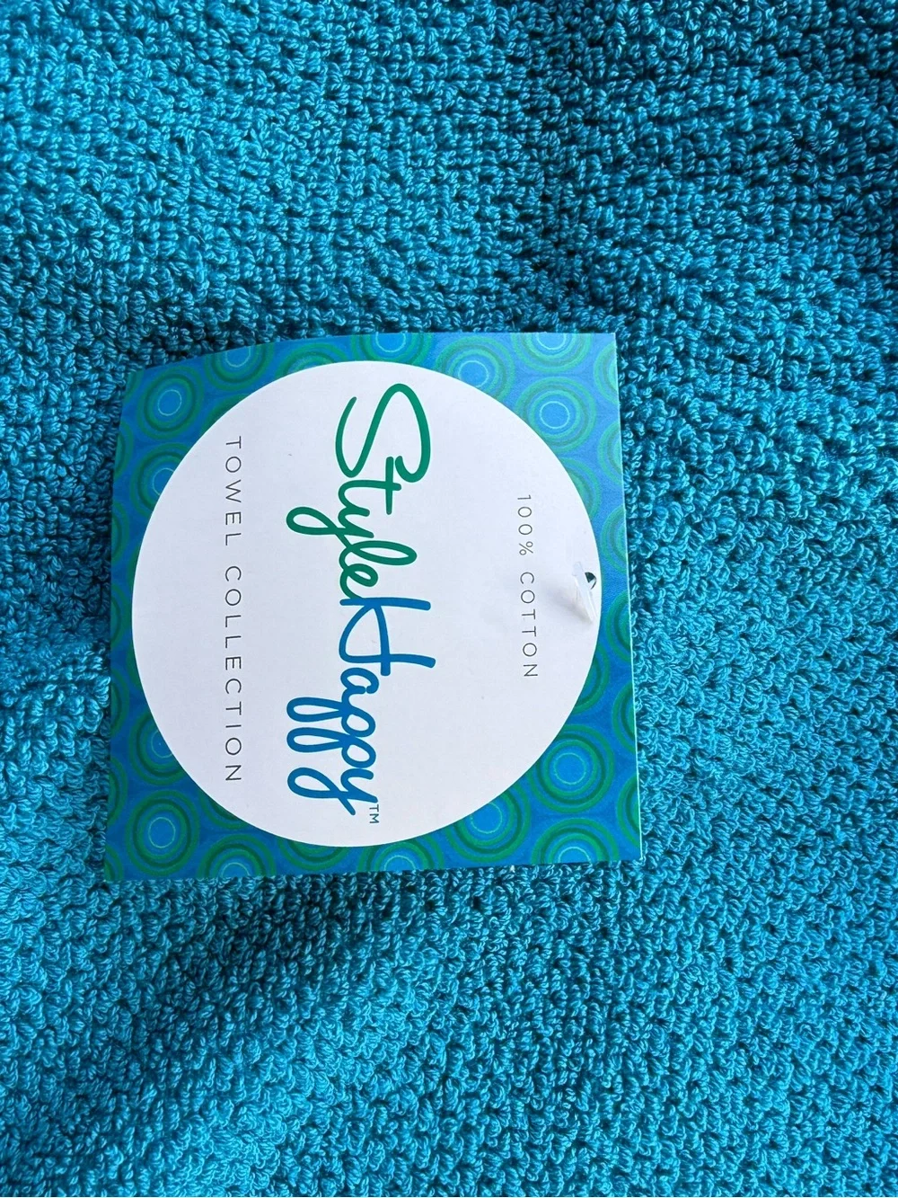 Style Happy Set of 3 Turquoise Blue 100% Cotton Hand Towels 16 x 27